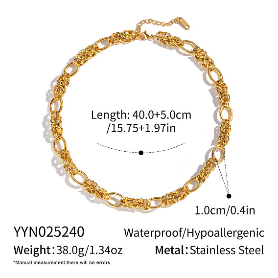 304 Stainless Steel Twisted Knot Link Chain Necklaces for Women