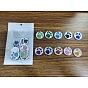 Enamel Pendants, with Platinum Plated Alloy Loop and Glitter Powder, Flat Round with Dog Paw Prints