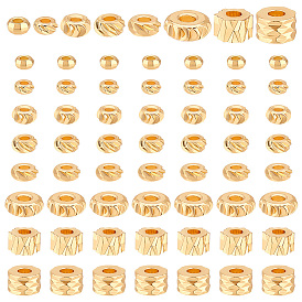 80шт 8 стили стойка покрытие латунные распорные бусины, долговечный, колонна и плоская круглая и рондель, разнообразные