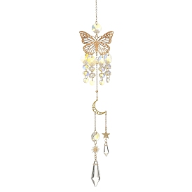 Atrapasueños mariposa de hierro, Adorno colgante de ventana o pared con forma de prisma en forma de cono de cristal