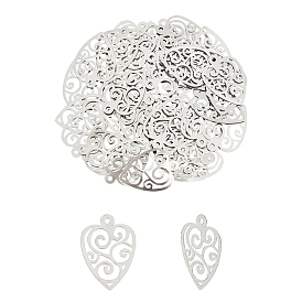 50 Pendentifs en forme de cœur avec motif floral de couleur originale 304 Pendentifs en tranches d'acier inoxydable