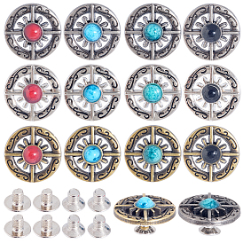 24сумка 12 стили сплав синтетический камень бусины пуговицы, плоские круглые с крест-накрест, для поделок багажа и аппаратных принадлежностей