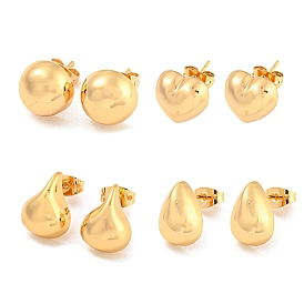 Brass Ear Studs, Real 18K Gold Plated