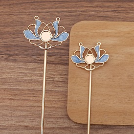 Ancient Style Alloy Hair Stick Finding, for DIY Jewelry Accessorie, Enamel Flower