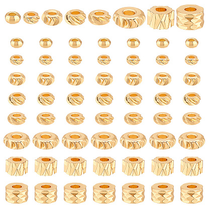 80шт 8 стили стойка покрытие латунные распорные бусины, долговечный, колонна и плоская круглая и рондель, разнообразные