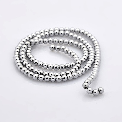 Round Non-magnetic Synthetic Hematite Beads Strands