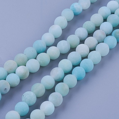 Chapelets de perles amazonite naturelles  , givré, ronde