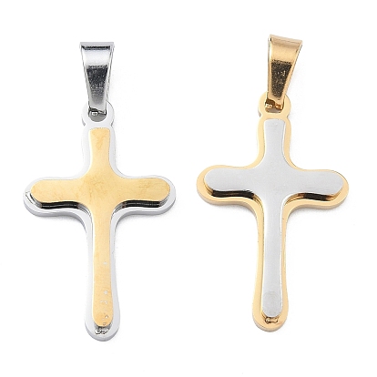 304 подвески из нержавеющей стали, крест прелести, с кнопкой на поруки, ионное покрытие (ip), два тона