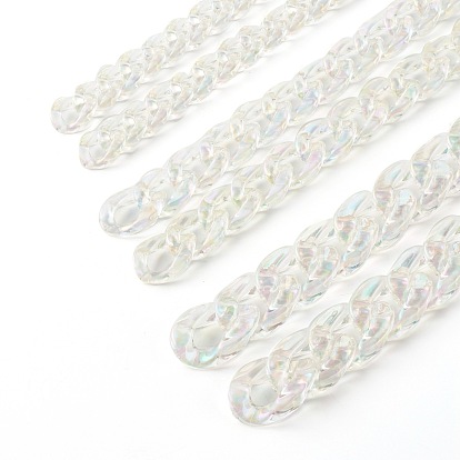 3 brins 3 styles chaînes gourmettes acryliques transparentes faites à la main, chaîne torsadée