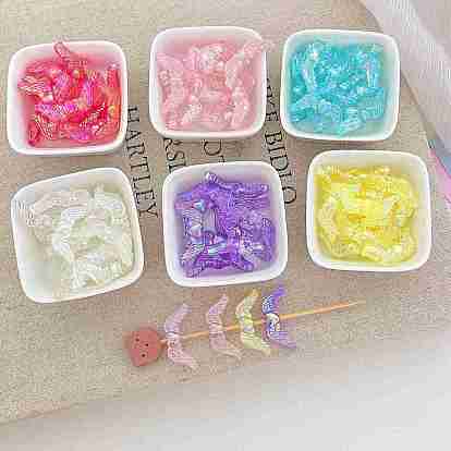 Прозрачные акриловые бусины, бусины с большим отверстием, крыло с сердцем, с покрытием AB цвета