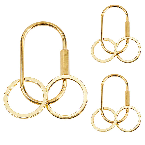 3pcs anneau porte-clés en alliage et fermoirs à vis en laiton