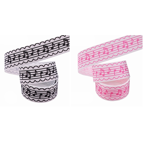 Printed Polyester Grosgrain Ribbons, Musical Note