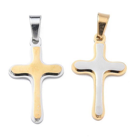 304 подвески из нержавеющей стали, крест прелести, с кнопкой на поруки, ионное покрытие (ip), два тона
