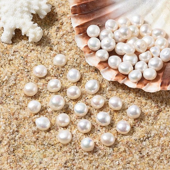 10шт. натуральные пресноводные жемчужные бусины, двух сторон полированной