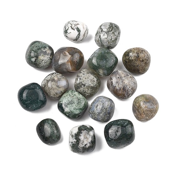 Природные моховой агат бисером, обваленные камни, нет отверстий / незавершенного, самородки
