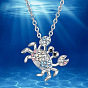 Summer Beach Alloy Colorful Rhinestone Pendant Necklaces, Crab