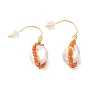 Sterling Silver Dngle Earrings, with Natural Pearl,  Glass, Jewely for Women