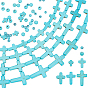 90шт 7 стили синтетические бирюзовые драгоценные камни бусины, окрашенные, круглый и крест