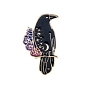 Raven Flower Enamel Pins, Golden Alloy Brooch, Gothic Style Jewelry Gift