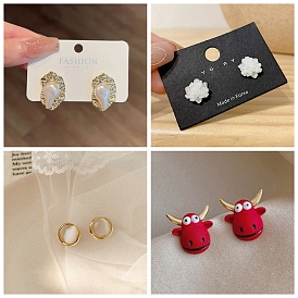 Alloy & Resin Earrings for Women, with 925 Sterling Silver Pin