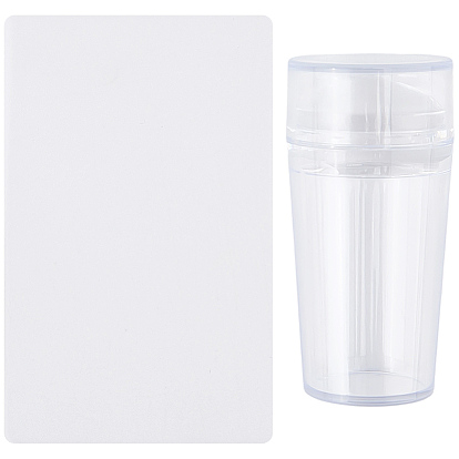 Пластиковый скребок для штамповки ногтей с колпачком, штамп для кончика ногтя