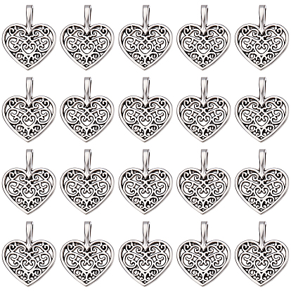80 шт. Подвески из сплава в тибетском стиле, без кадмия и без свинца, сердце