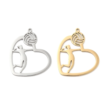 304 подвески из нержавеющей стали, лазерная резка, сердце с подвеской волейболиста