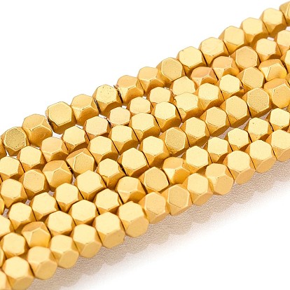 Electroplate Non-magnetic Synthetic Hematite Beads Strands, Polygon, Matte