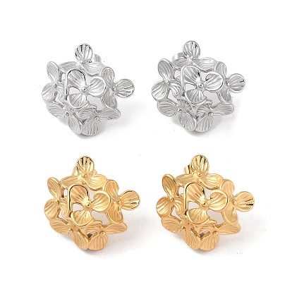 304 из нержавеющей стали серьги, для женщин, вакуумное покрытие pvd, цветок