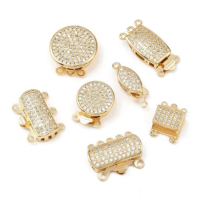 Латунные застежки из прозрачного кубического циркония с микропаве, многожильные застежки, без свинца и без кадмия, долговечный, стойки покрытие, реальный 18 k позолоченный