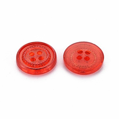 4-Hole Resin Buttons, with Golden Plated, Flat Round
