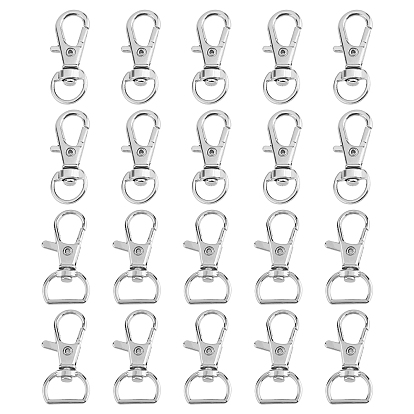 80Pcs 2 Style Alloy & Iron Swivel Lobster Claw Clasps, Swivel Snap Hook