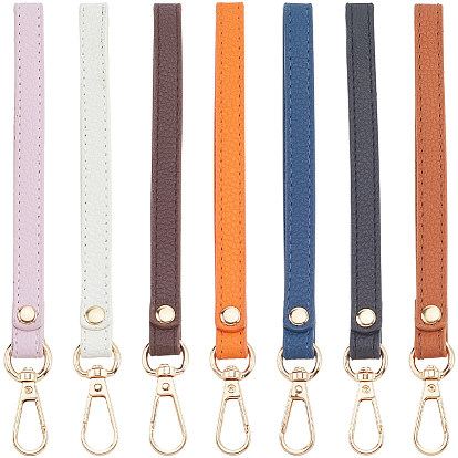 7шт 7 цвета ПУ кожаный ремешок для ключей, с поворотными застежками из сплава с покрытием из светлого золота, золотой свет