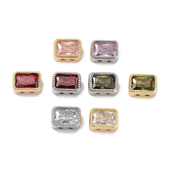 Латунные микро проложить кубического циркония бусы, без кадмия, без никеля и без свинца, прямоугольные