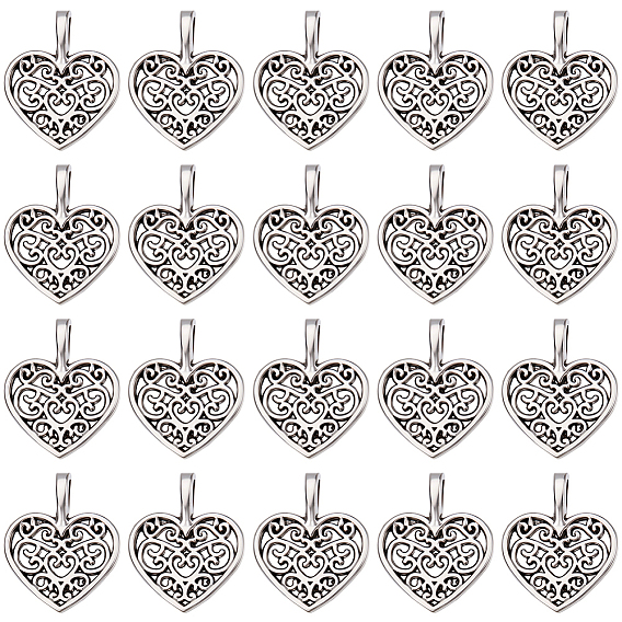 80 шт. Подвески из сплава в тибетском стиле, без кадмия и без свинца, сердце