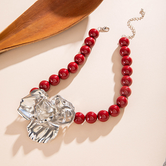 Ожерелья с подвесками в виде цветка из акрила и круглой бусинкой с цепочками на концах из сплава