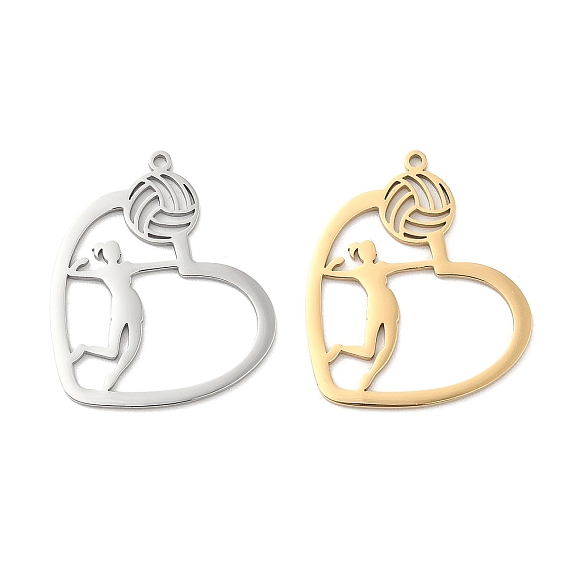 304 подвески из нержавеющей стали, лазерная резка, сердце с подвеской волейболиста