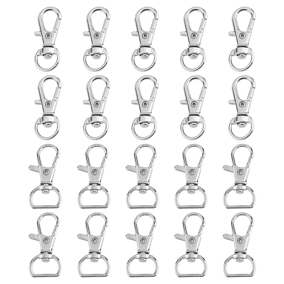 80Pcs 2 Style Alloy & Iron Swivel Lobster Claw Clasps, Swivel Snap Hook