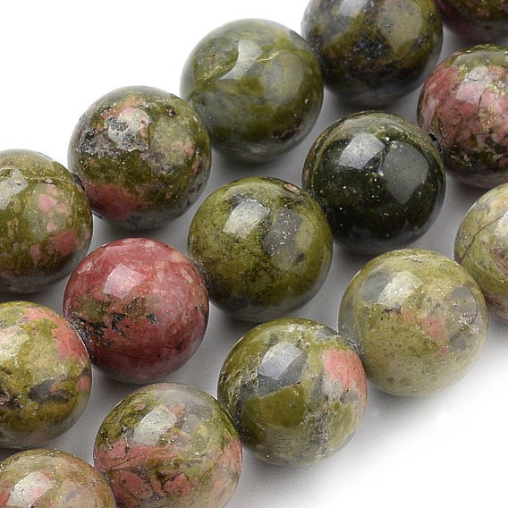 Natural Unakite Beads Strands, Round