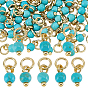 48 шт. круглые подвески из синтетической бирюзы, окрашенные, с 304 кольцами из нержавеющей стали