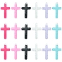 30шт 6 цвета религии подвески из непрозрачной смолы, крест прелести, с блестками