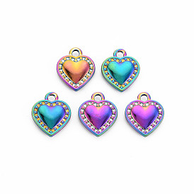 Rack Plating Rainbow Color Alloy Charms, Cadmium Free & Nickel Free & Lead Free, Heart