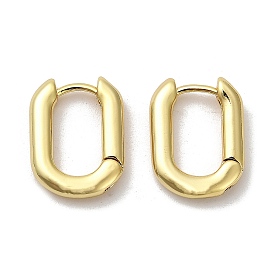 Rack Plating Oval Brass Hoop Earrings, Cadmium Free & Lead Free, Long-Lasting Plated