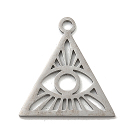 304 Stainless Steel Pendants, Laser Cut, Triangle with Eye Charm