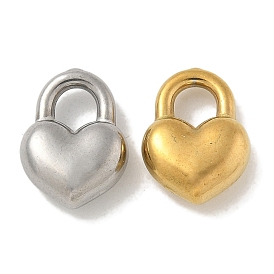 Ion Plating(IP) 304 Stainless Steel Charms, Heart Padlock Charm