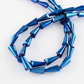 Electroplate Glass Beads, Faceted Cone, 18x10x9mm, Hole: 1.5mm
