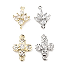 Brass Pave Clear Cubic Zirconia Flower/Leaf Links Connector Charms