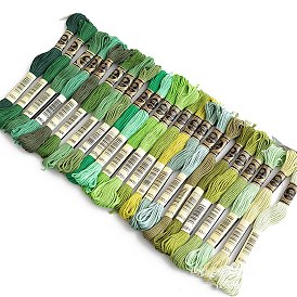 23 Skeins 23 Colors 6-Ply Cotton Embroidery Floss, Cross Stitch Threads, Green Gradient Color Series