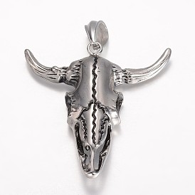 304 из нержавеющей стали большие кулоны, головы быка