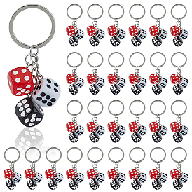 30шт. брелки из смолы, с железными кольцами, игральная кость, платина